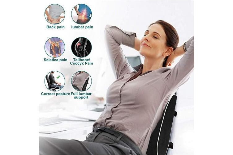 Everlasting Comfort Lumbar Support Pillow for Office Chair Back - Improve Posture While Sitting - Memory Foam Cushion Design for Computer Desk, Car, Gaming, Couch, Recliner