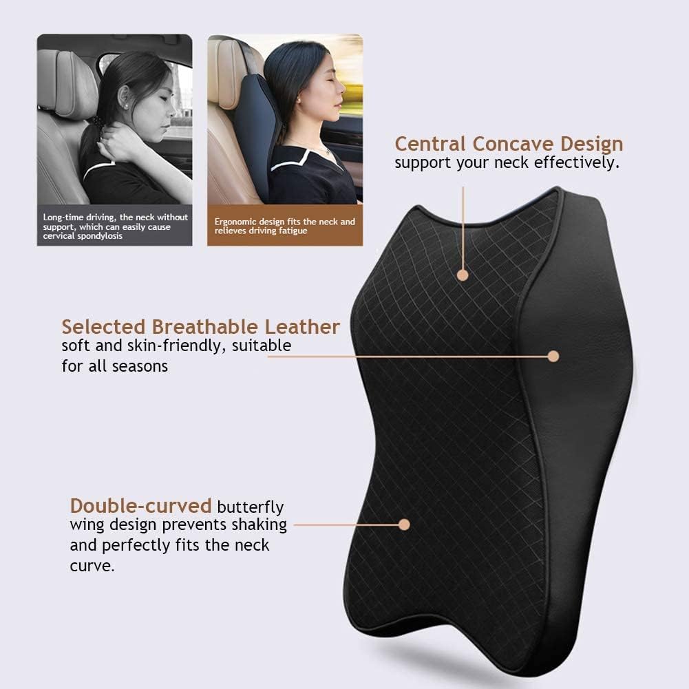 Car Seat Headrest Neck Rest Cushion - Ergonomic Car Neck Pillow Durable 100% Pure Memory Foam Carseat Neck Support - Comfy Car Seat Back Pillows for Neck/Back Pain Relief