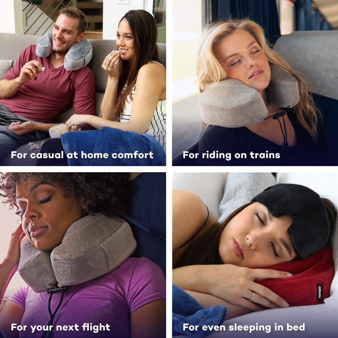 Memory Foam Travel Neck Pillow for Airplanes and Travel, 360-Degree Support Backed by Sleep Science, Midnight