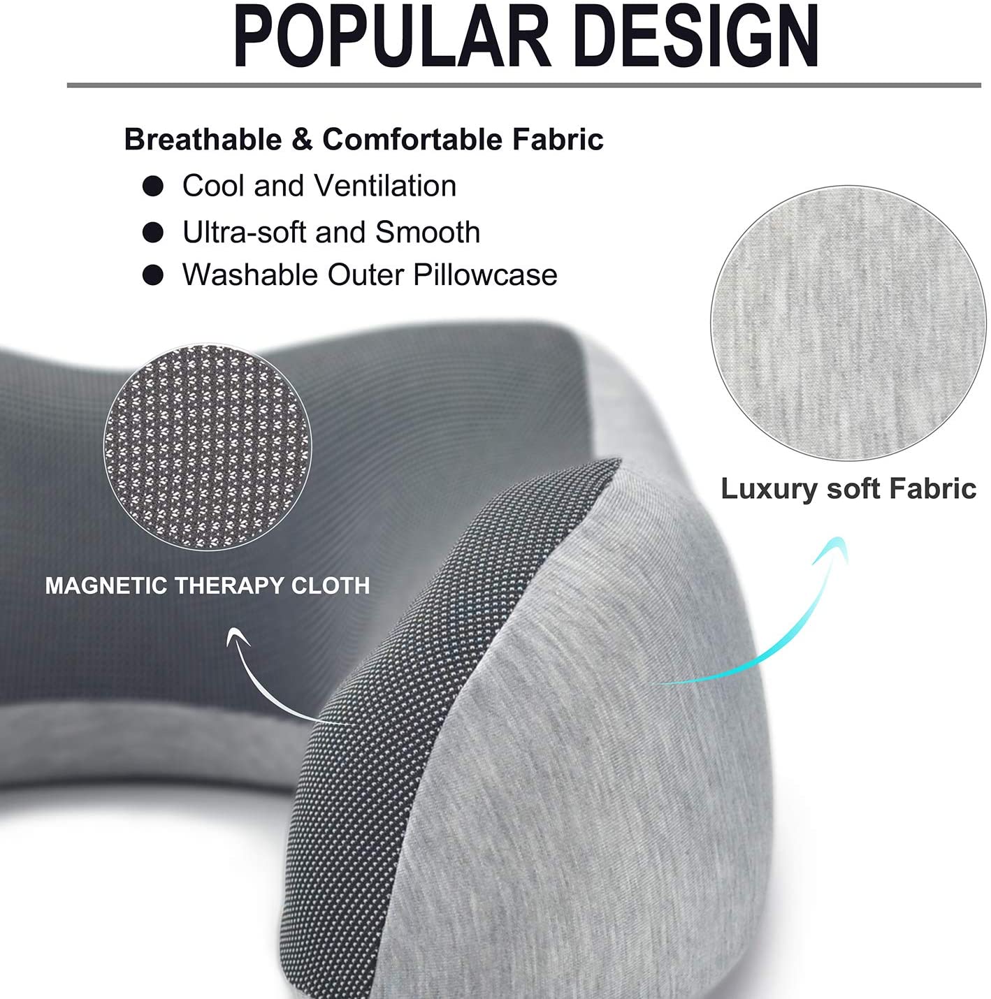 Memory Foam Travel Neck Pillow for Airplanes and Travel, 360-Degree Support Backed by Sleep Science, Midnight