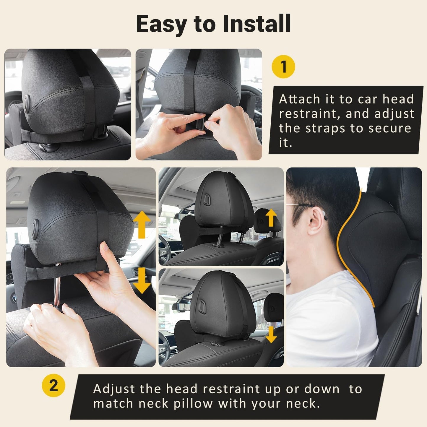 Car Neck Pillow for Driving- Memory Foam Car Pillow for Driving Seat for Cervical Support and Neck Pain Relief